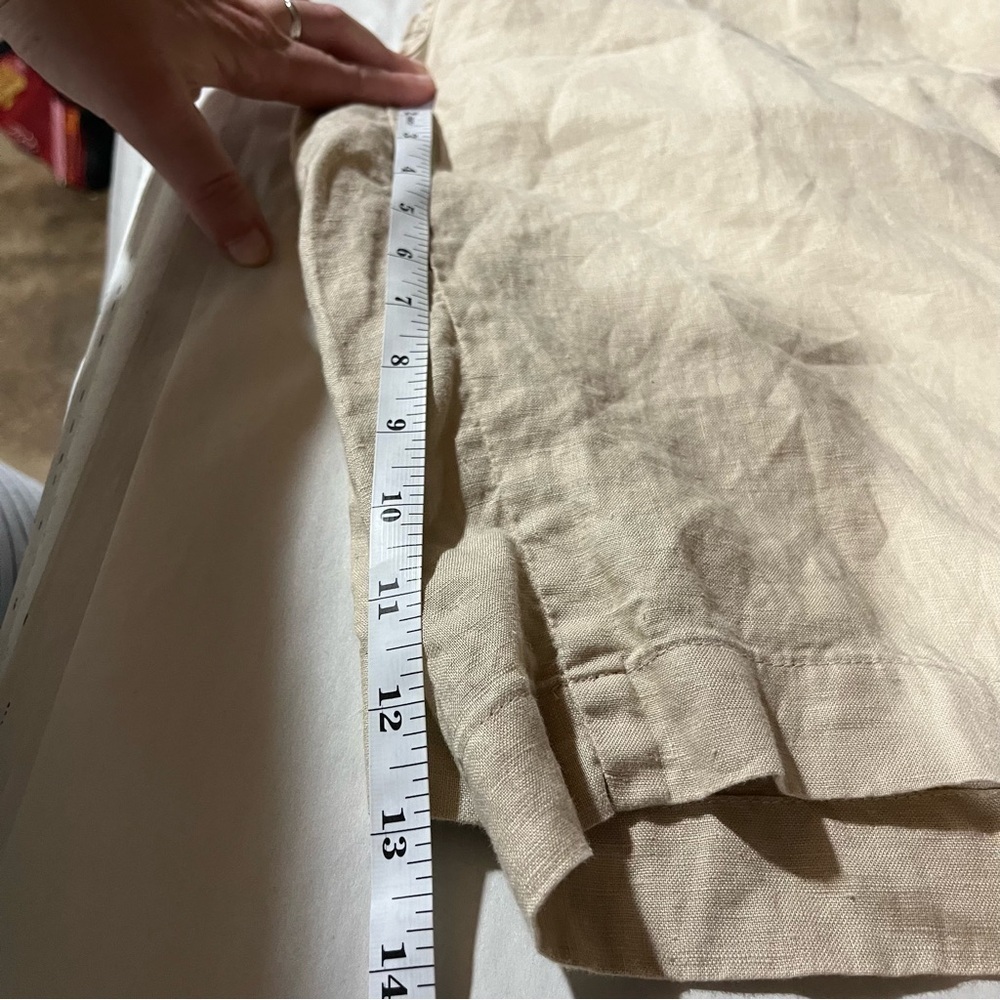 Ecologies Tan 100% Linen Knee Length Shorts with Drawstring Waist - Picture 9 of 9